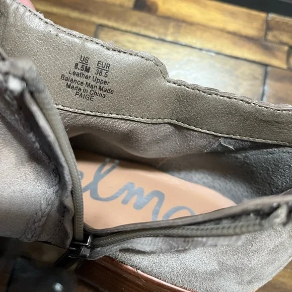 Sam Edelman Paige Fringe Gray Leather Suede Ankle Booties Size 8.5 - Picture 5 of 11